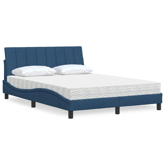 vidaXL Letto con Materasso Blu 140x190 cm in Tessuto