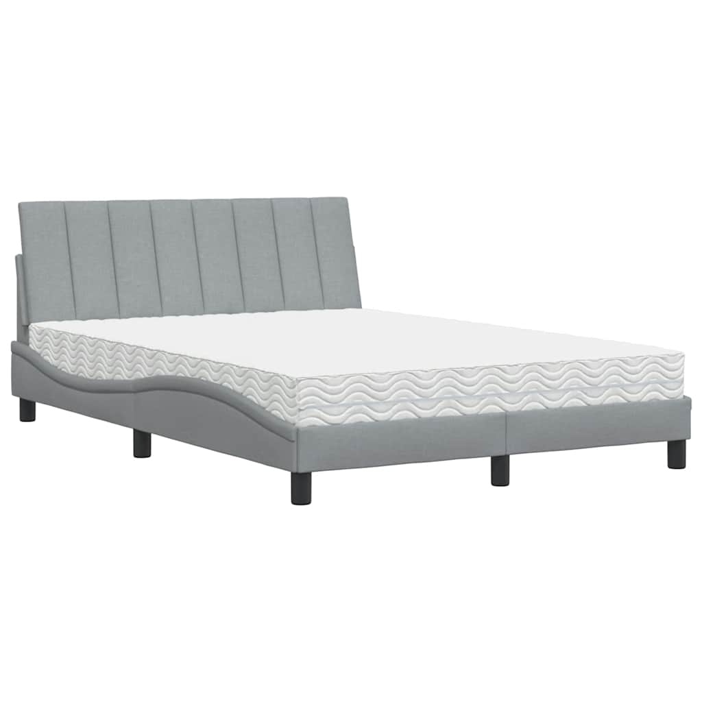 vidaXL Letto con Materasso Grigio Chiaro 140x200cm Tessuto