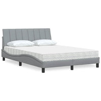 vidaXL Letto con Materasso Grigio Chiaro 140x200cm Tessuto