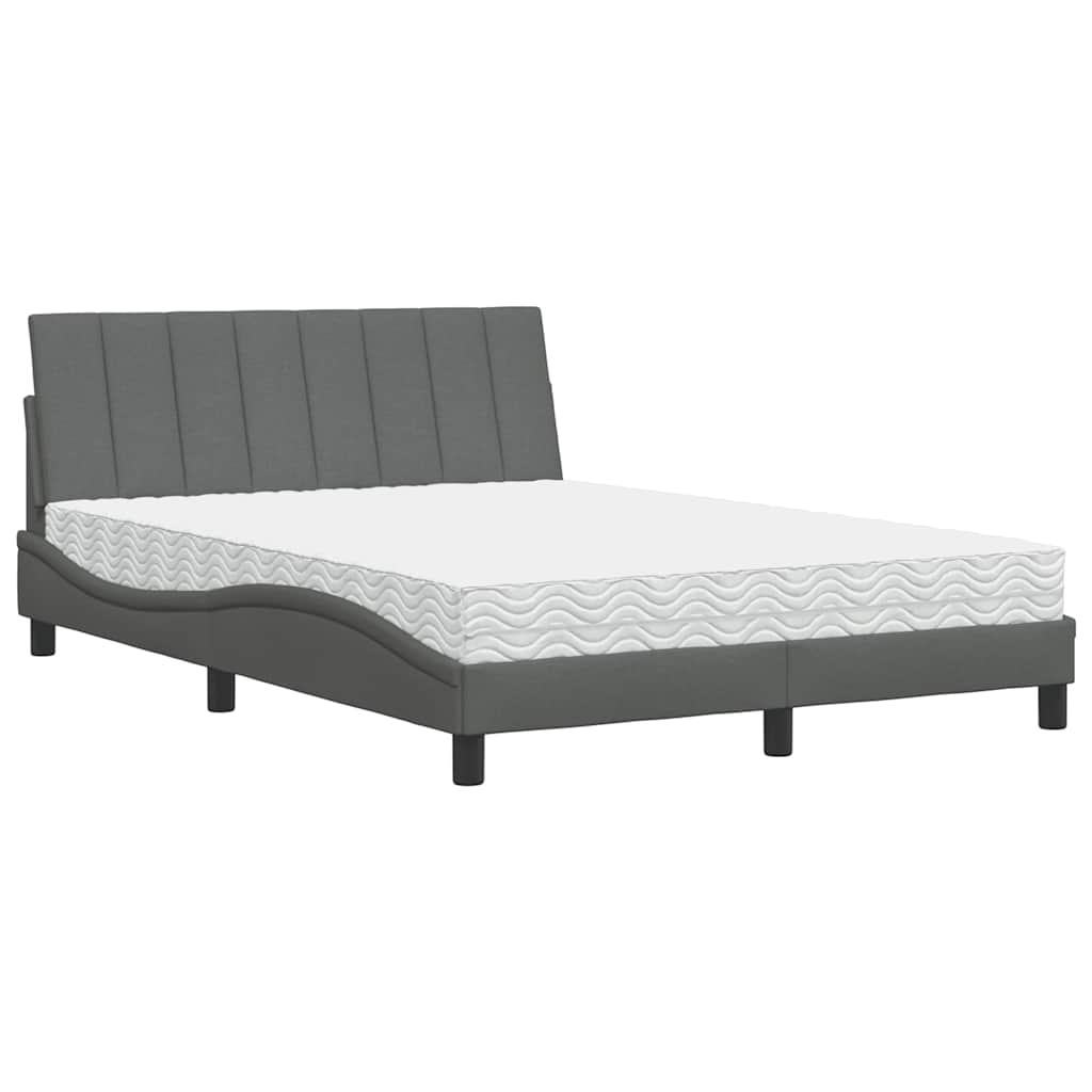 vidaXL Letto con Materasso Grigio Scuro 140x200cm Tessuto