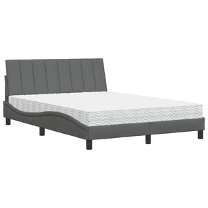 vidaXL Letto con Materasso Grigio Scuro 140x200cm Tessuto