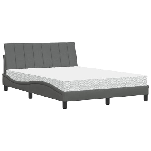vidaXL Letto con Materasso Grigio Scuro 140x200cm Tessuto