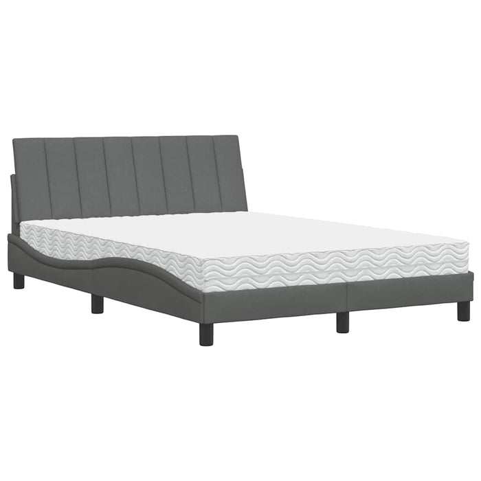 vidaXL Letto con Materasso Grigio Scuro 140x200cm Tessuto