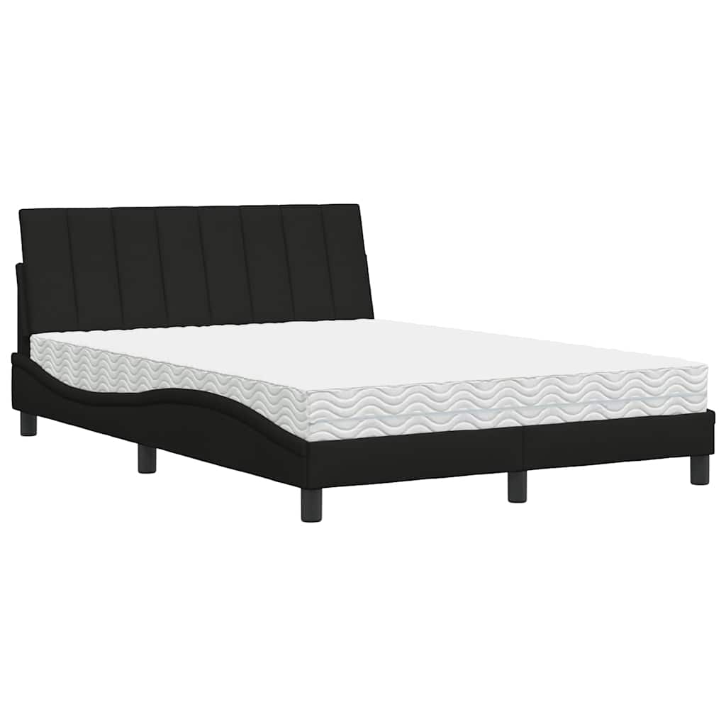 vidaXL Letto con Materasso Nero 140x200 cm in Tessuto