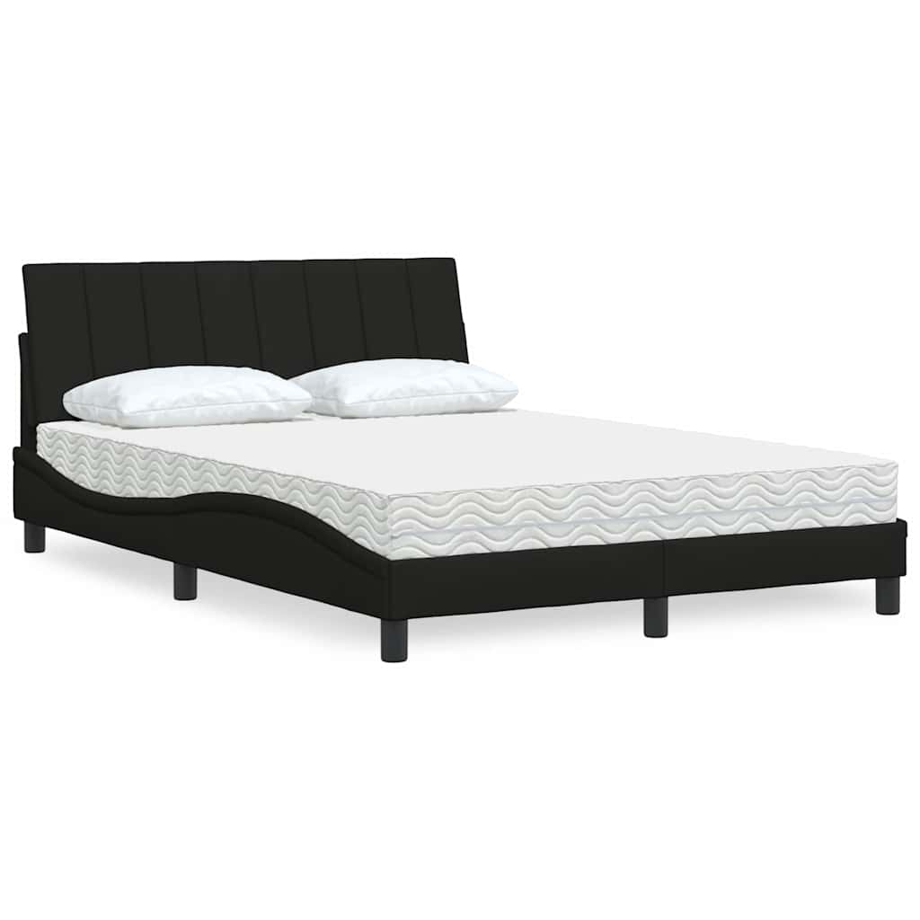 vidaXL Letto con Materasso Nero 140x200 cm in Tessuto