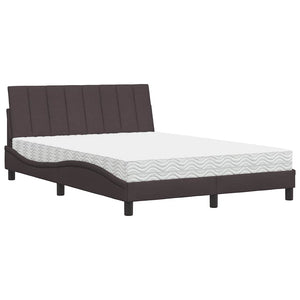 vidaXL Letto con Materasso Marrone Scuro 140x200cm Tessuto