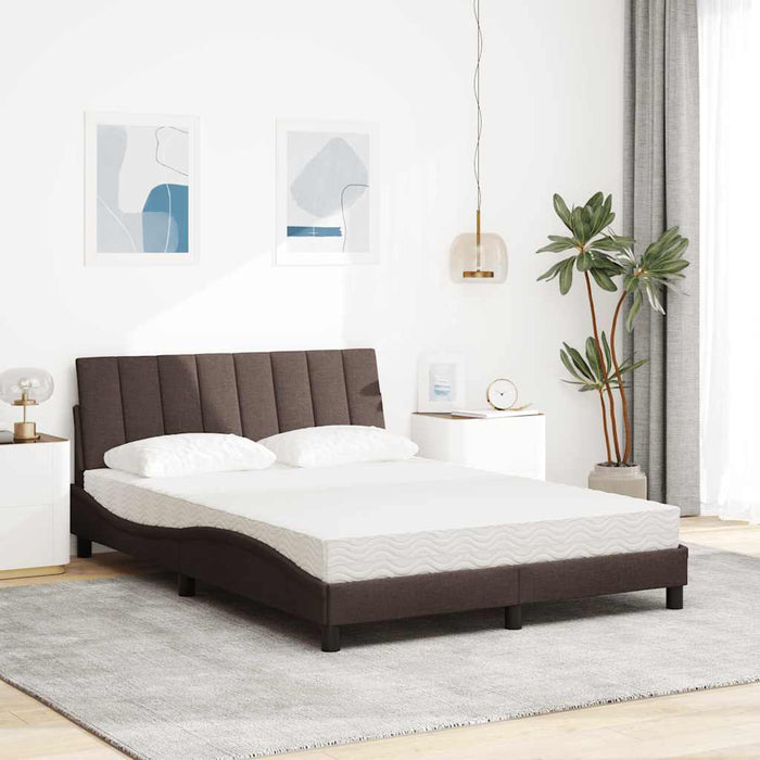 vidaXL Letto con Materasso Marrone Scuro 140x200cm Tessuto