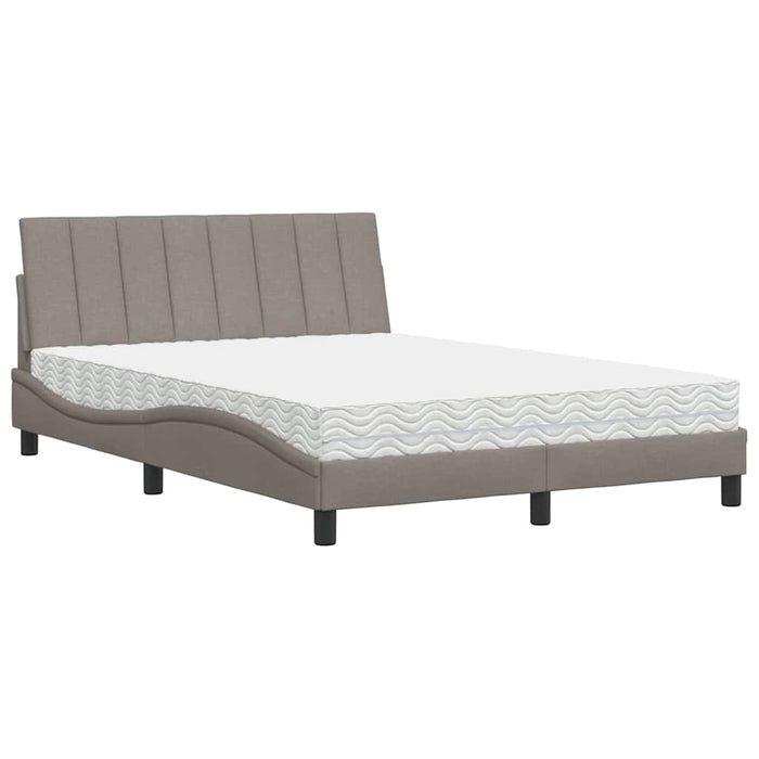 vidaXL Letto con Materasso Tortora 140x200 cm in Tessuto