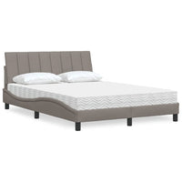 vidaXL Letto con Materasso Tortora 140x200 cm in Tessuto