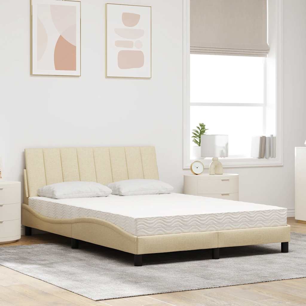 vidaXL Letto con Materasso Crema 140x200 cm in Tessuto