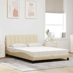 vidaXL Letto con Materasso Crema 140x200 cm in Tessuto
