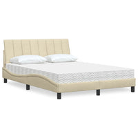 vidaXL Letto con Materasso Crema 140x200 cm in Tessuto