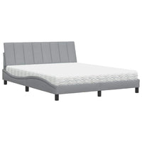 vidaXL Letto con Materasso Grigio Chiaro160x200 cm Tessuto