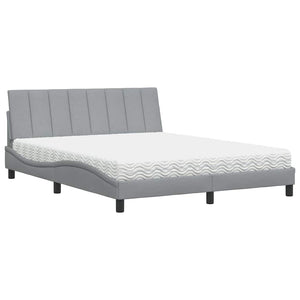 vidaXL Letto con Materasso Grigio Chiaro160x200 cm Tessuto