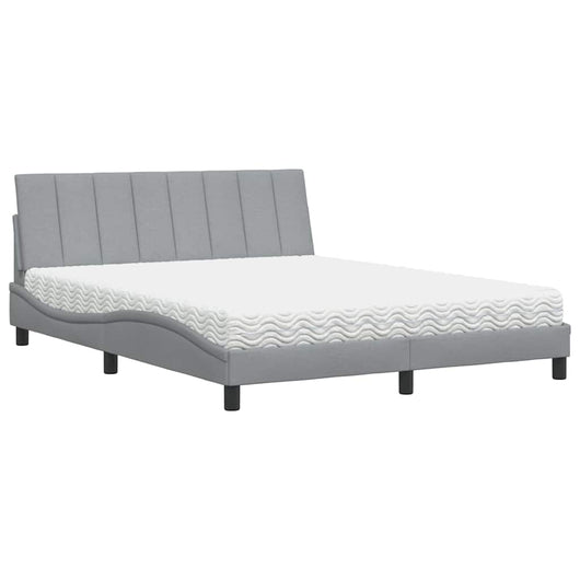 vidaXL Letto con Materasso Grigio Chiaro160x200 cm Tessuto
