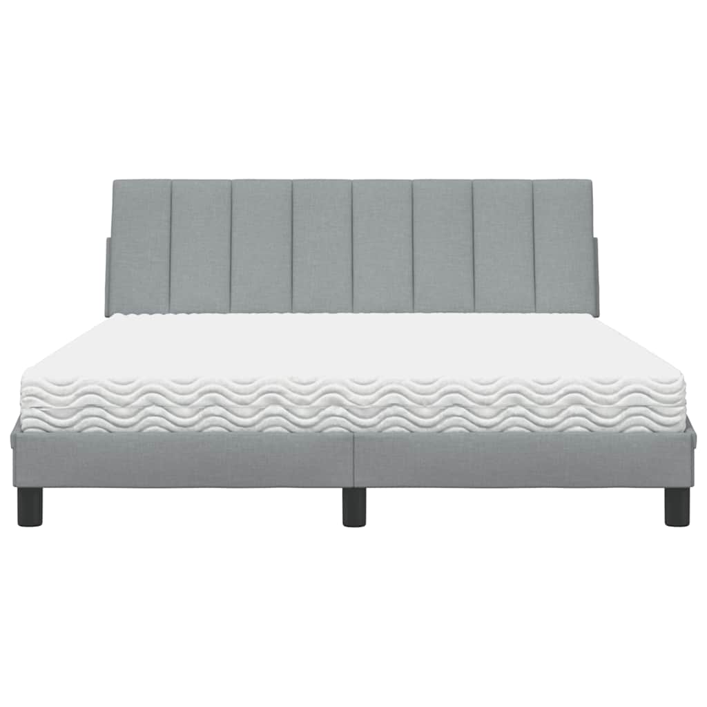 vidaXL Letto con Materasso Grigio Chiaro160x200 cm Tessuto