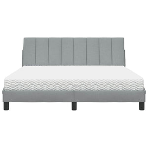 vidaXL Letto con Materasso Grigio Chiaro160x200 cm Tessuto