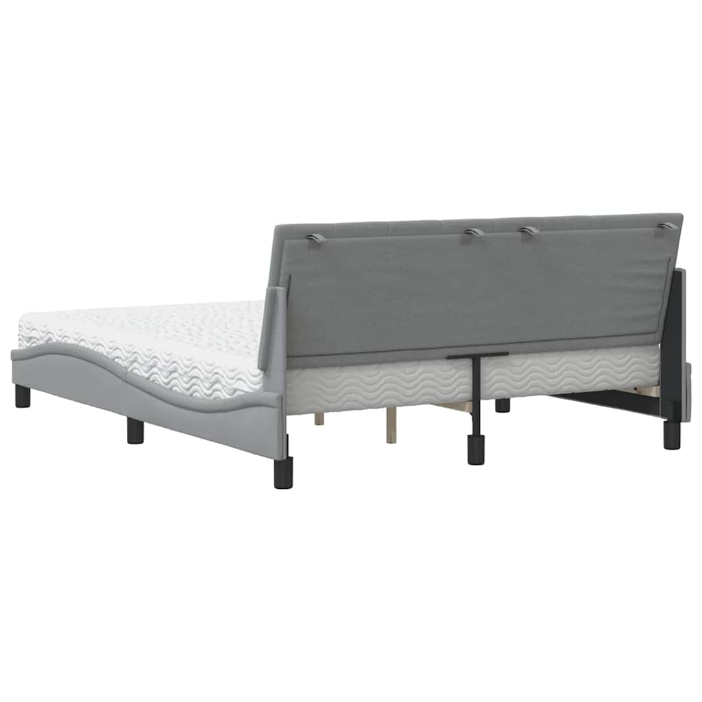 vidaXL Letto con Materasso Grigio Chiaro160x200 cm Tessuto