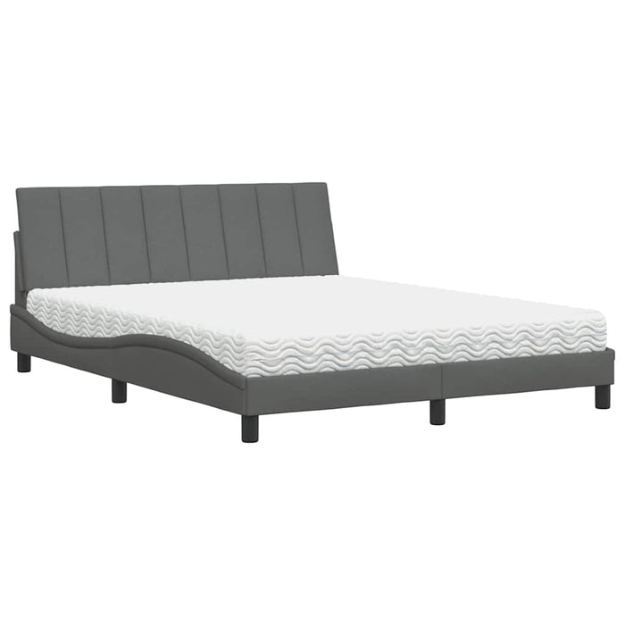vidaXL Letto con Materasso Grigio Scuro 160x200 cm Tessuto