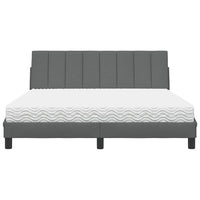 vidaXL Letto con Materasso Grigio Scuro 160x200 cm Tessuto