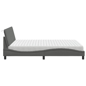 vidaXL Letto con Materasso Grigio Scuro 160x200 cm Tessuto