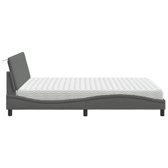 vidaXL Letto con Materasso Grigio Scuro 160x200 cm Tessuto