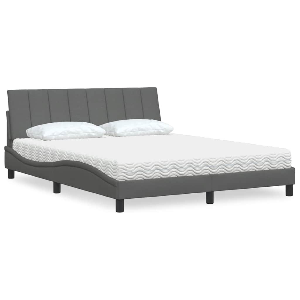 vidaXL Letto con Materasso Grigio Scuro 160x200 cm Tessuto