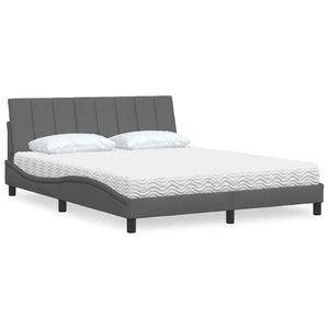 vidaXL Letto con Materasso Grigio Scuro 160x200 cm Tessuto