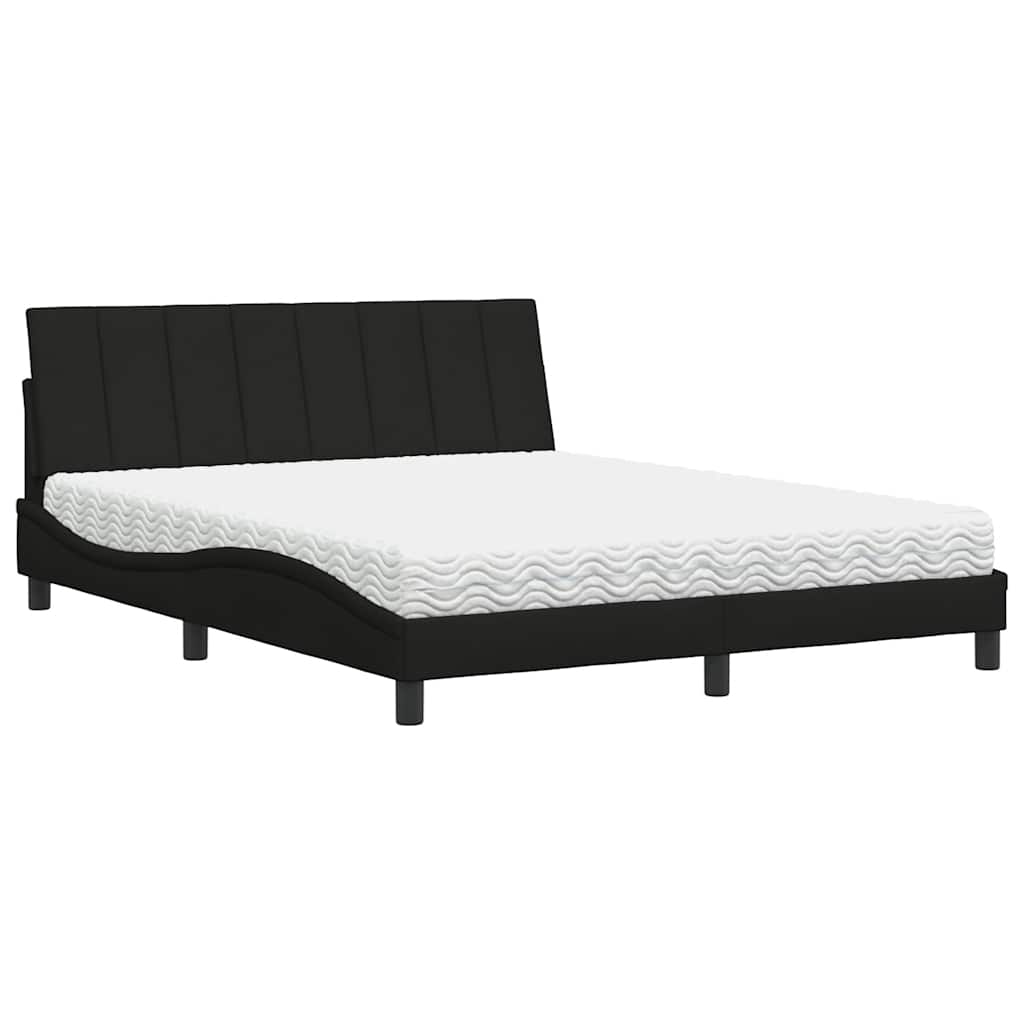vidaXL Letto con Materasso Nero 160x200 cm in Tessuto