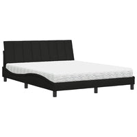 vidaXL Letto con Materasso Nero 160x200 cm in Tessuto