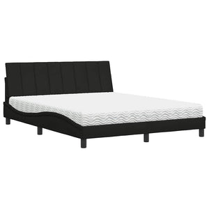 vidaXL Letto con Materasso Nero 160x200 cm in Tessuto