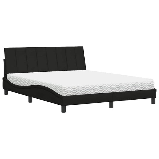 vidaXL Letto con Materasso Nero 160x200 cm in Tessuto