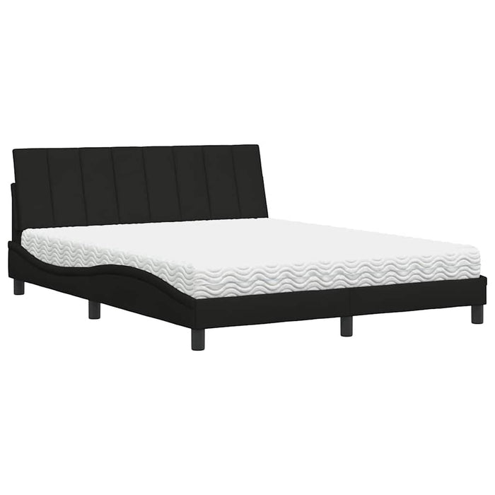 vidaXL Letto con Materasso Nero 160x200 cm in Tessuto