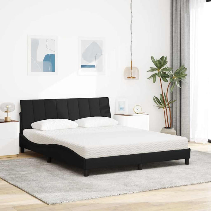 vidaXL Letto con Materasso Nero 160x200 cm in Tessuto