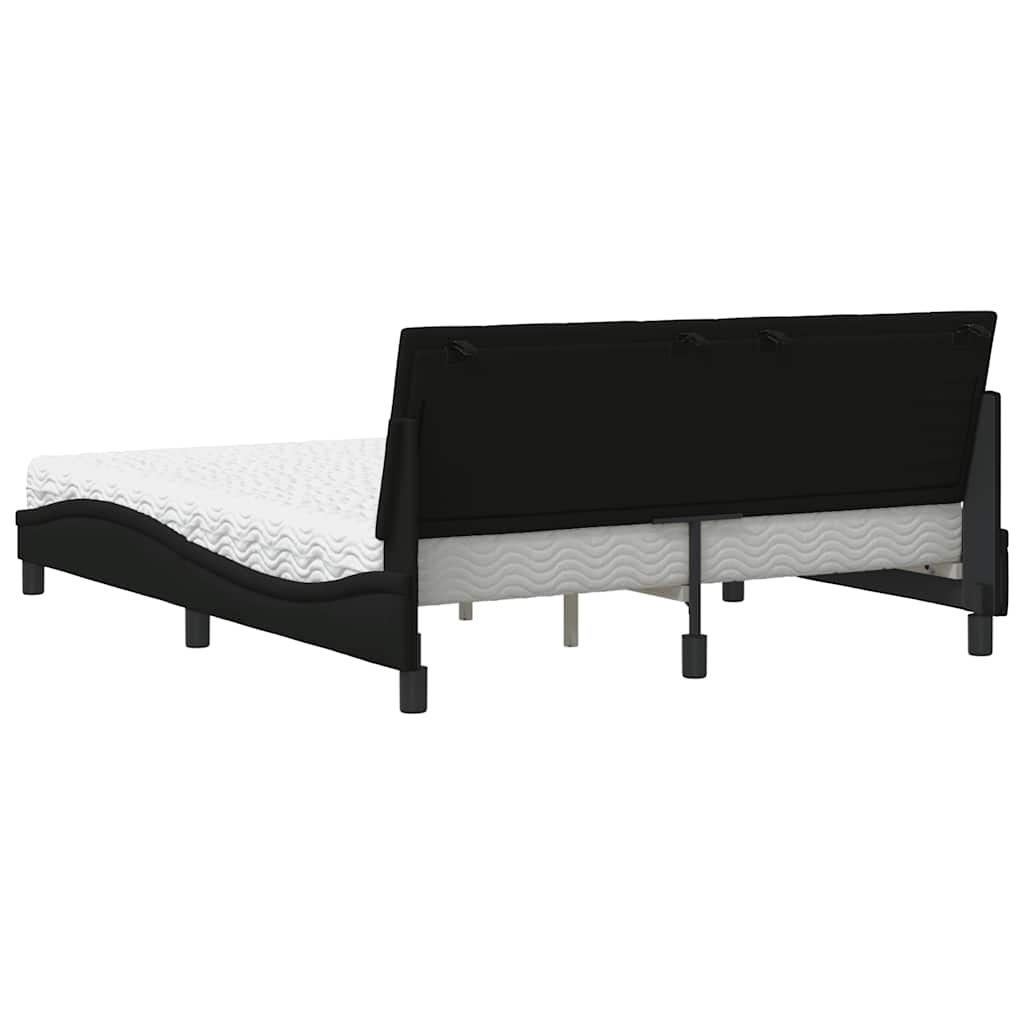 vidaXL Letto con Materasso Nero 160x200 cm in Tessuto
