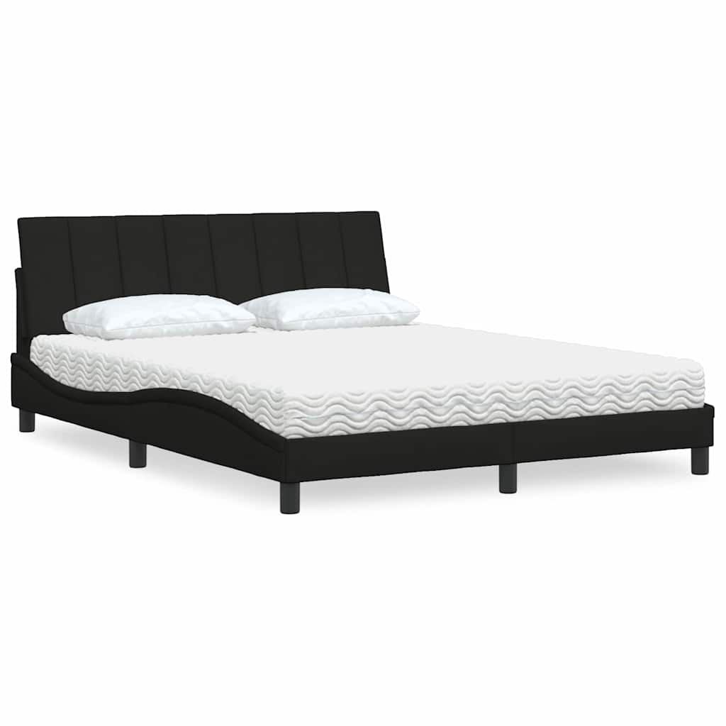 vidaXL Letto con Materasso Nero 160x200 cm in Tessuto
