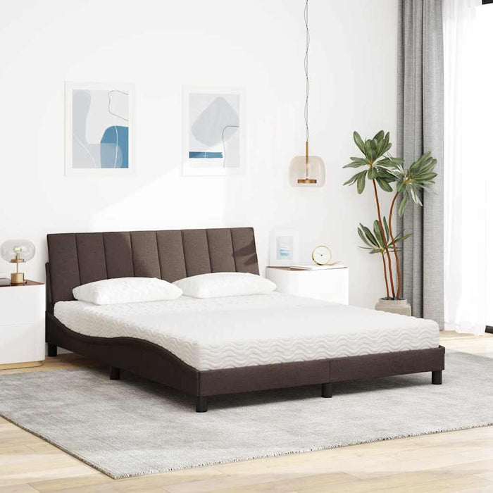 vidaXL Letto con Materasso Marrone Scuro 160x200cm Tessuto