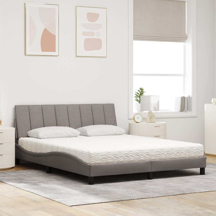 vidaXL Letto con Materasso Tortora 160x200 cm in Tessuto