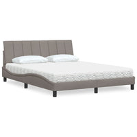 vidaXL Letto con Materasso Tortora 160x200 cm in Tessuto