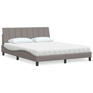 vidaXL Letto con Materasso Tortora 160x200 cm in Tessuto