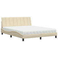 vidaXL Letto con Materasso Crema 160x200 cm in Tessuto