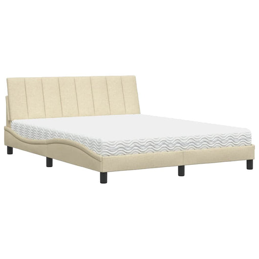 vidaXL Letto con Materasso Crema 160x200 cm in Tessuto