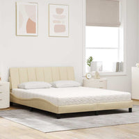 Letto con Materasso Crema 160x200 cm in Tessuto 3310543