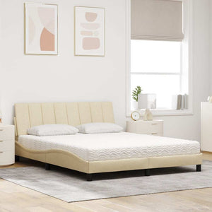 Letto con Materasso Crema 160x200 cm in Tessuto 3310543