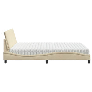 Letto con Materasso Crema 160x200 cm in Tessuto 3310543