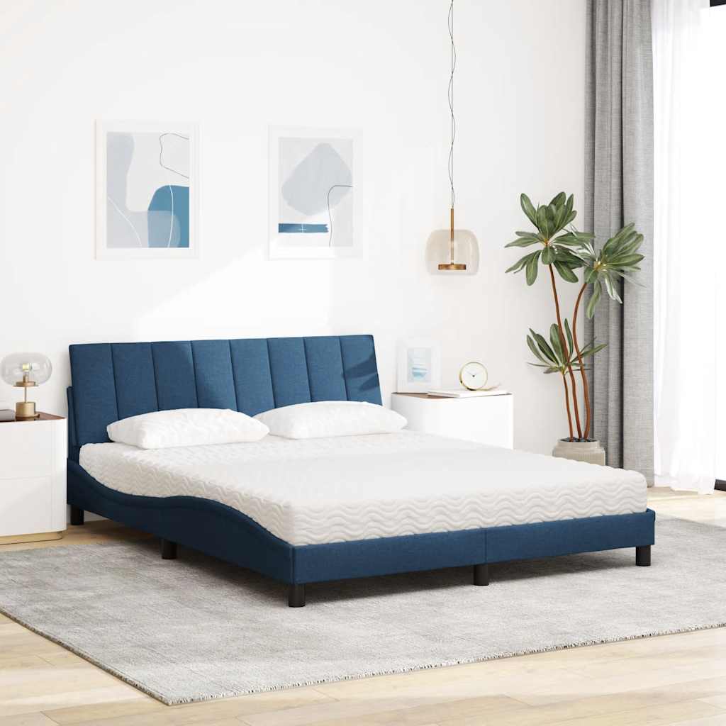 vidaXL Letto con Materasso Blu 160x200 cm in Tessuto