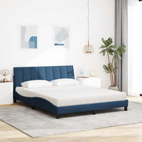 vidaXL Letto con Materasso Blu 160x200 cm in Tessuto