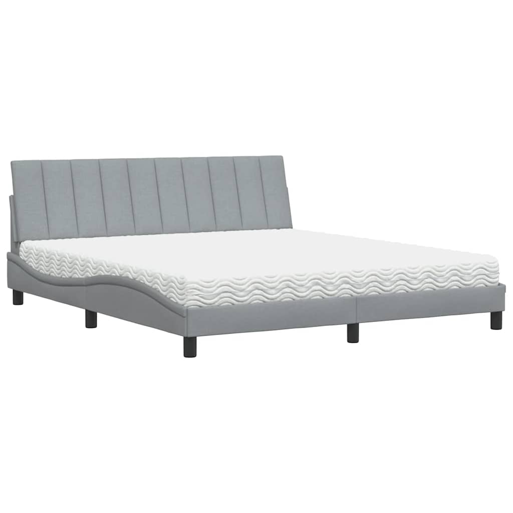 vidaXL Letto con Materasso Grigio Chiaro180x200 cm Tessuto