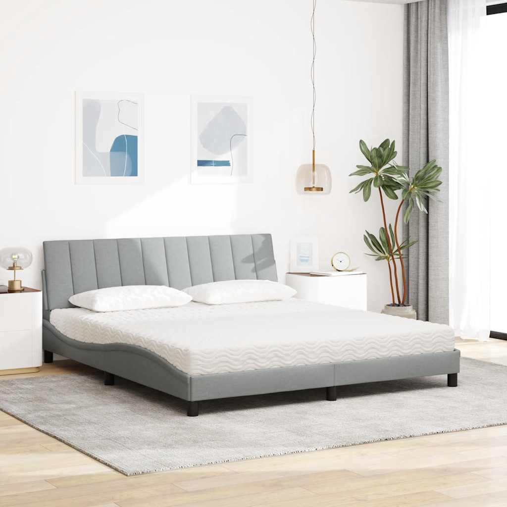 vidaXL Letto con Materasso Grigio Chiaro180x200 cm Tessuto