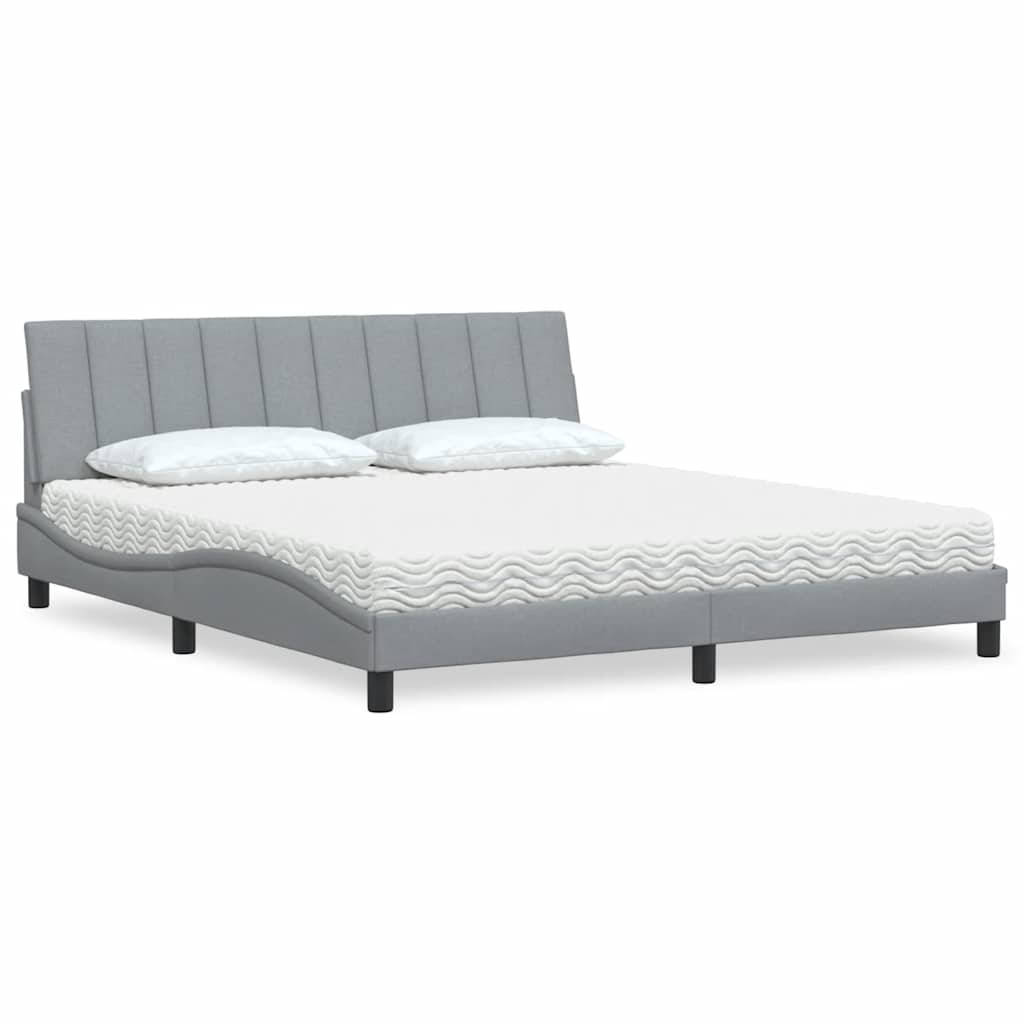 vidaXL Letto con Materasso Grigio Chiaro180x200 cm Tessuto
